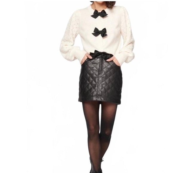 Cami NYC Black “Macy” Quilted Faux Leather Mini Skirt Size 2 New Without Tags! - Picture 6 of 10